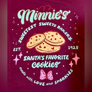 Disney-Inspired Pixie Lee & Co Burgundy Large Tee - Minnie’s Christmas Cookies
